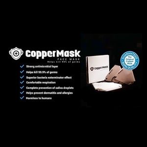 CopperMask Antimicrobial kill 99.9% germs